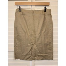 J.Crew Pencil Skirt Womens Khaki Linen Cotton Blend Professional Size 2