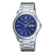 Casio Men s Blue Dial Analog Watch with Stainless Steel Bracelet - MTP-1239D-2A