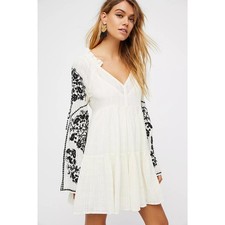 New FREE PEOPLE Emerald City Embroidered Mini Dress $168 X-SMALL Ivory 