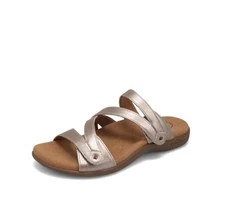 Double U Premium Leather Women's Sandal - Stylish Adjustable Strap 7 Champagne