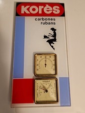 BAROMÈTRE THERMOMÈTRE ANCIEN PLEXI OBJET PUB KORES RUBAN MACHINE À ECRIRE BUREAU