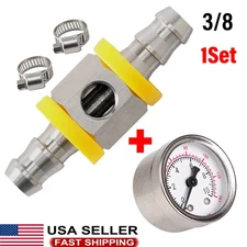 Fuel Pressure Gauge 0-140PSI with In-Line Adapter 3/8 Inch Oil Pressure Gauge