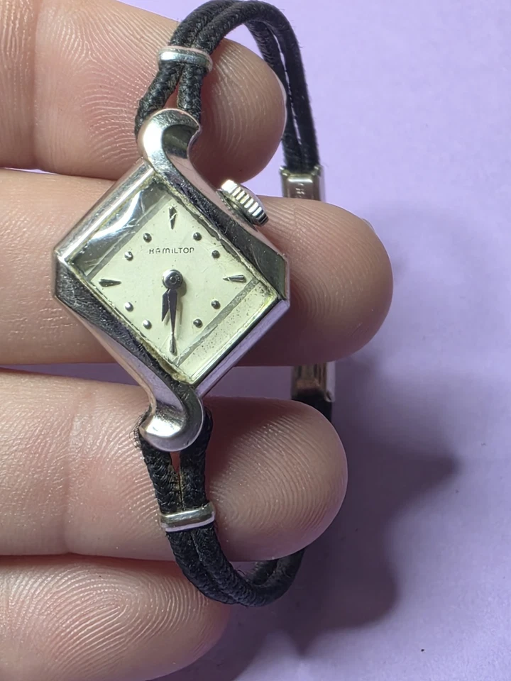 ¡Funcionando! Reloj Hamilton Pequeño Damas Vintage Lleno de Oro 10k 22 Joyas Foto 4 de 4