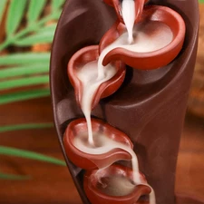 Backflow Incense Holder Resin Mountain Waterfall Smoke Fountain Aromatherapy ...