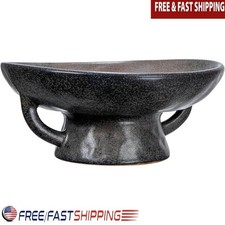 Boho Stoneware Serving Bowl Unique Sculptural Design Food Safe Kitchen Decor New