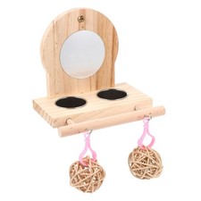 Multifunctional Parrot Stand with Wood Acrylic Mirror and Food Feeder