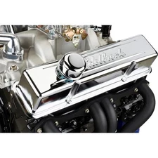 Edelbrock 4649 Signature Series Chrome Valve Cover Set, SB Fits Chevy