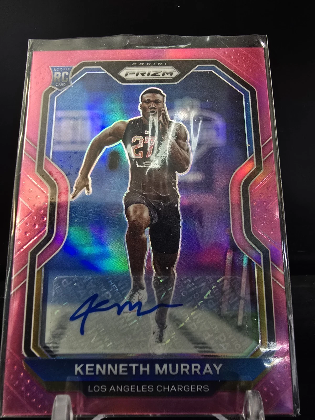 2020 Panini Prizm Kenneth Murray #327 RC Pink Prizm Auto Los Angeles Chargers