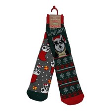 Basic Resources HoHoHo Collection 2Pk Happy Howlidays Crew Socks Size 10-12