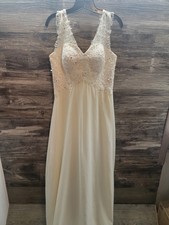 Abaowedding Womens Wedding Dress Lace Double V-Neck Sleeveless Evening Dress 8