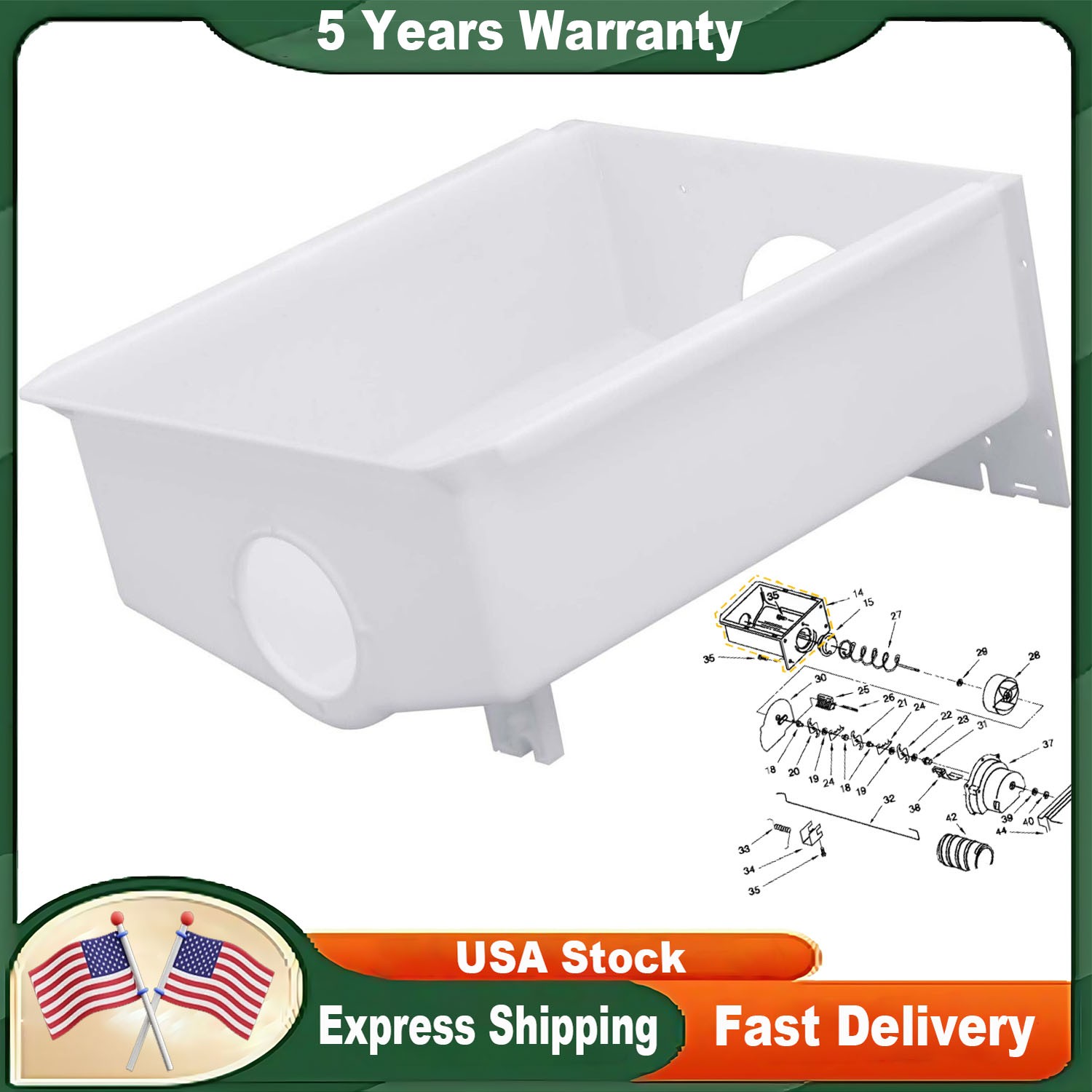 Refrigerator Ice Bucket for Whirlpool Kenmore Kitchenaid Amana Refrigerators etc