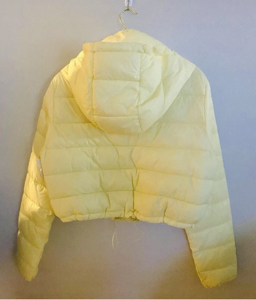 Zara Jacket Cropped Puffer Hooded Yellow Long Sleeve Size XL - Image 4 of 4