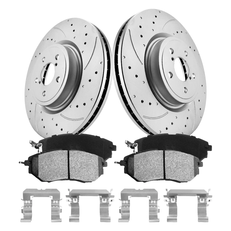 Front & Rear Drilled Rotors + Ceramic Brake Pads for 2015 2016-2020 Subaru WRX Foto 2 de 4