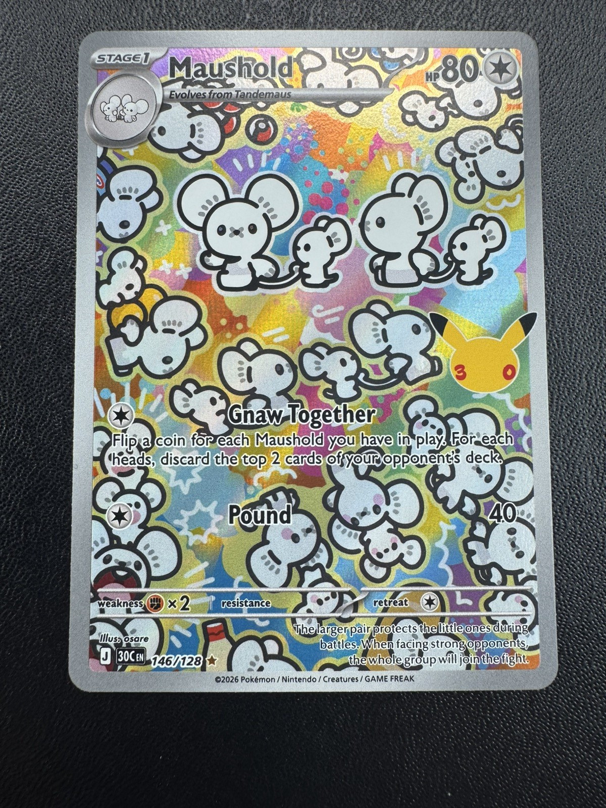 Pokemon TCG Maushold 146/128 30th Celebration Illustration Rare