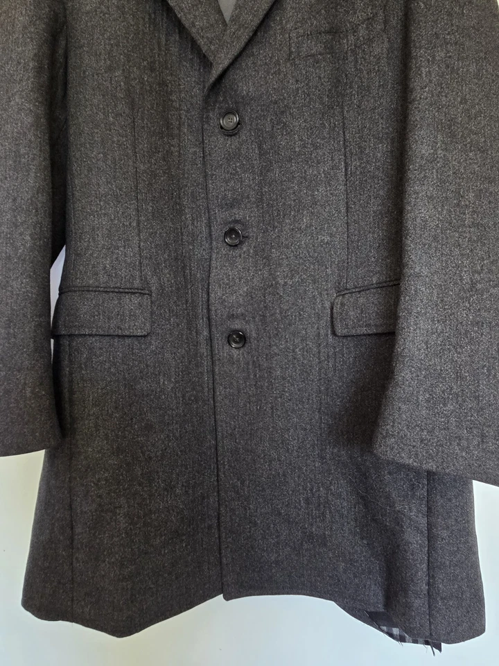 Casaco masculino Ermenegildo Zegna 56R lã angorá seda gota-8 cinza dinheiro antigo - Imagem 3 de 4