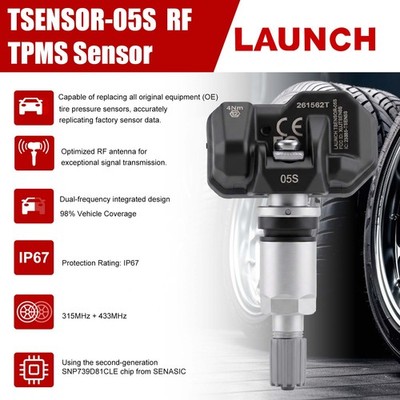 4x Launch TSENSOR-05S RF TPMS Sensor 2 in 1 Universal Programmable 315MHz&433MHz