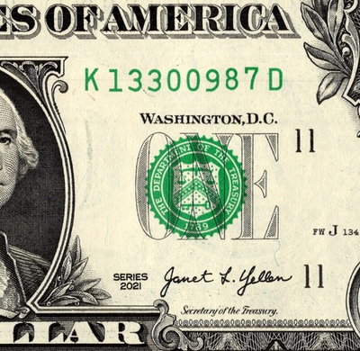 #ad 4 digit ladder Fancy Serial Number One Dollar bill K13300987D $3.99
