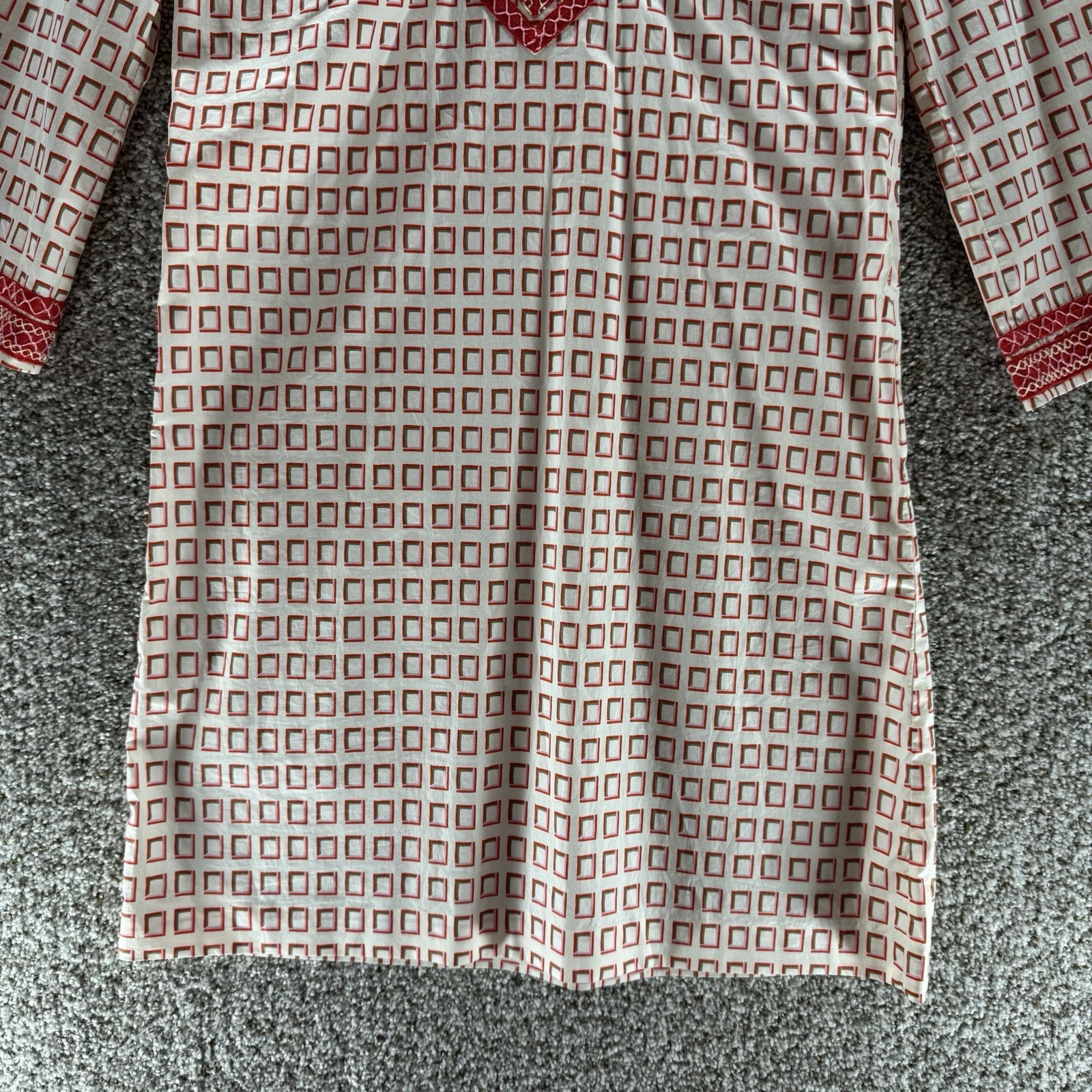 TORY BURCH Tori Burch tunica stampa rossa mini abito cornice quadrata copricostume cotone donna 4