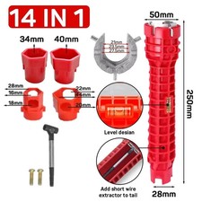 14 IN 1 FAUCET SINK BASIN INSTALLER PIPE WRENCH TAP SPANNER MULTIFUNCTION TOOLS