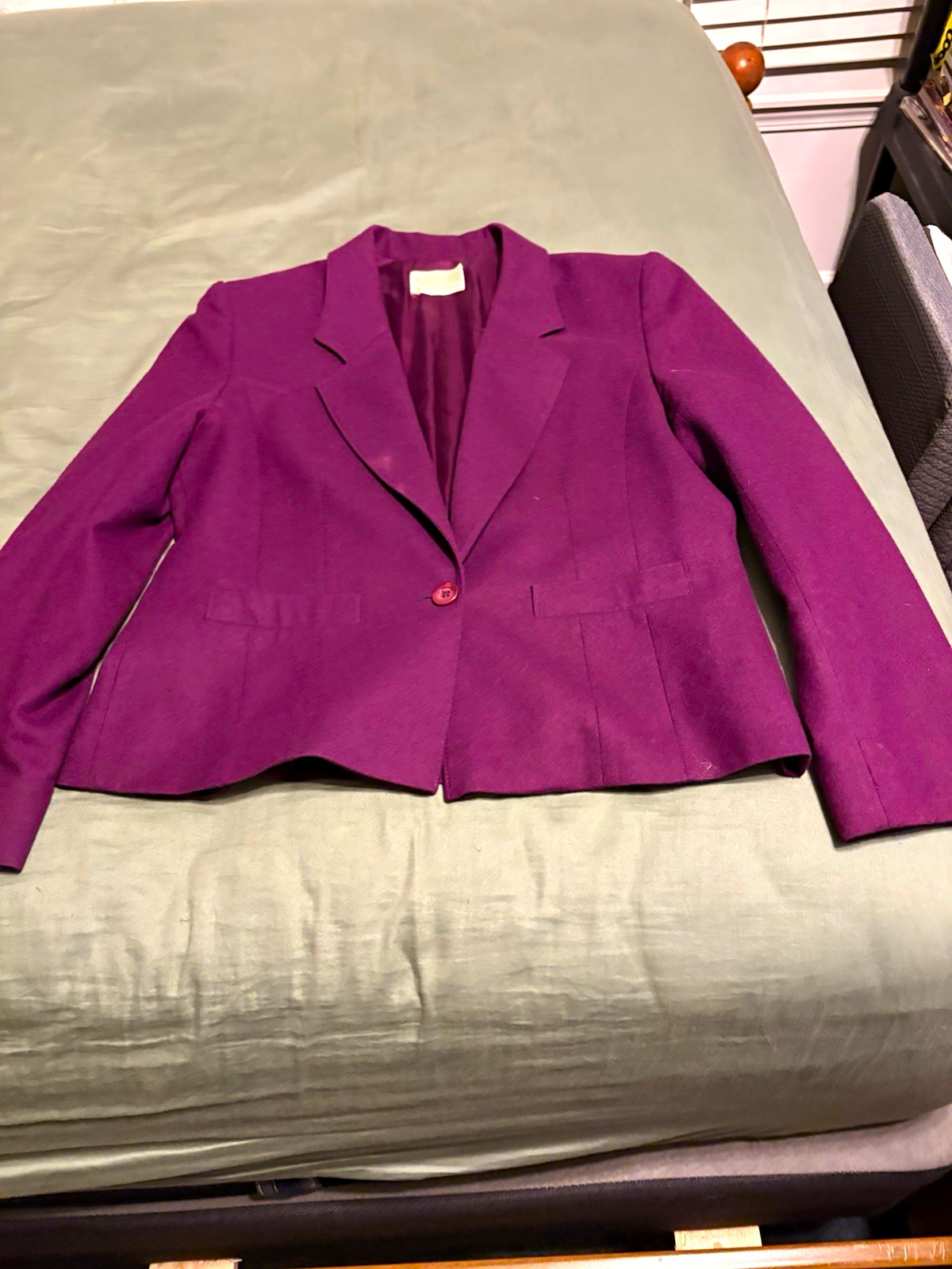 Pendleton, Pendleton Women’s Purple Virgin Wool Twill Satin Lined Button Blazer 12 Vintage