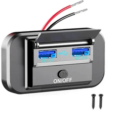 12-24V RV USB Wall Outlet 18W QC 3.0 Car Charger Socket Adapter Panel W/ LED