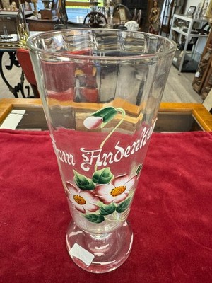 22cm GROSSES ANTIKES ANDENKENSGLAS GLAS HANDBEMALT ZUM ANDENKEN