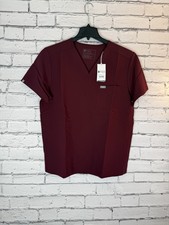 FIGS Chisec 3 Pocket Top Mens Unisex Scrub Top Maroon Size Large NWT Scrubs
