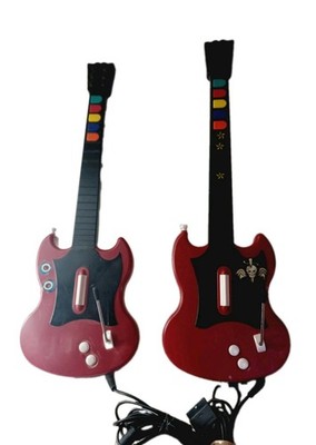 LOT OF 2 Playstation 2 PS2 Guitar Hero Red Black Octane SG Gibson Guitars Works!