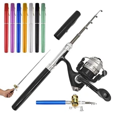 38" Mini Portable Pocket Fish Rod Pen Aluminum Alloy Fish Pole Reel Combo Gift