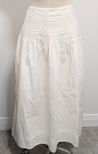 A New Day Womens Cotton Midi Eyelet Skirt XL Ivory Flowy Boho chic Peasant Beach
