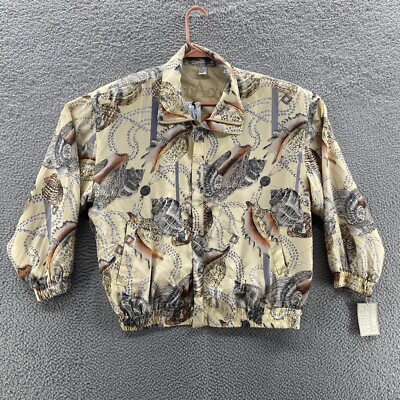 VINTAGE CoAco Jacket Women Large Petite Yellow Silk Shells Beach 