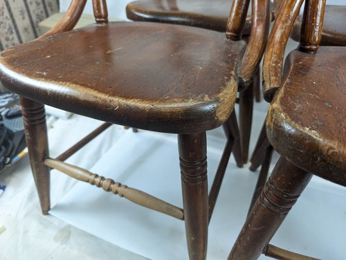 Antique Milton Bradley Chair Set Of 4 Kindergarten School Vintage Wood - Picture 7 of 8