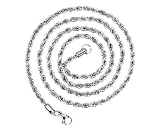 Silver Tone Men/Women's 2MM 22inch Rope 