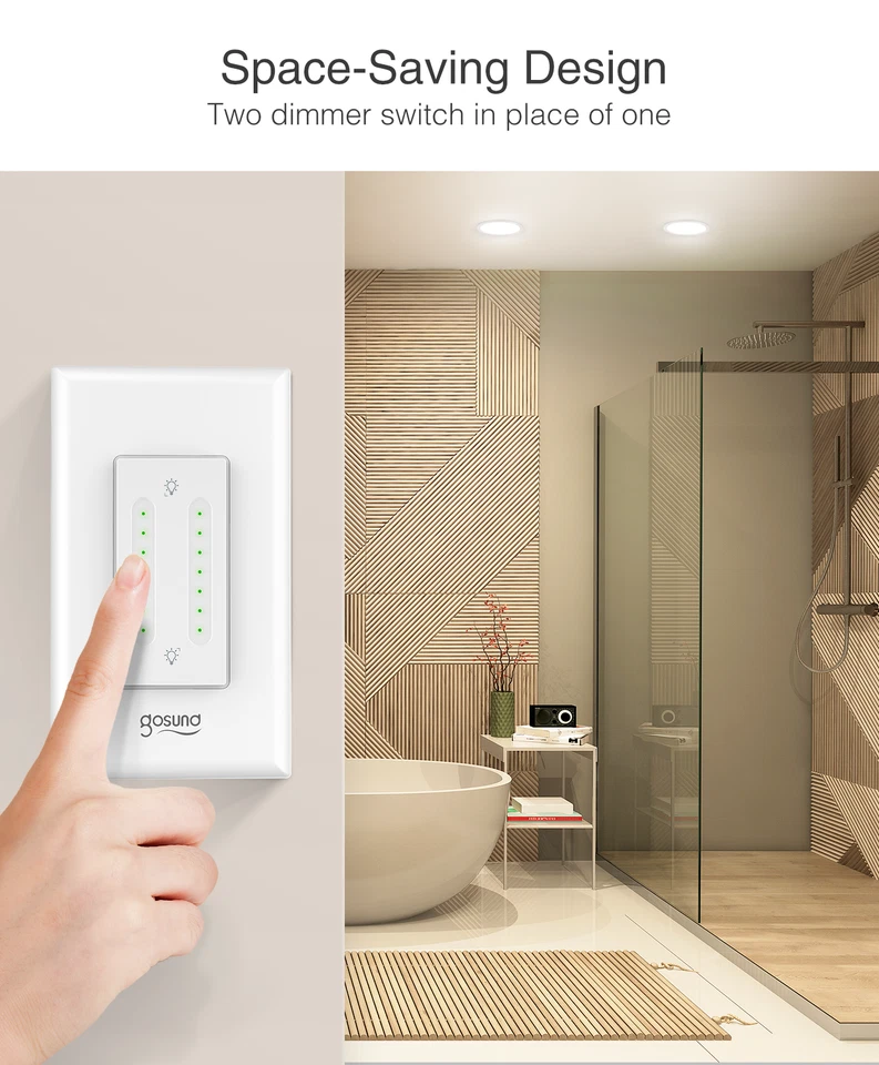 Gosund Smart Dual Dimmer Switch WiFi Smart Light Switch Works with Alexa Google - Image 2 of 4