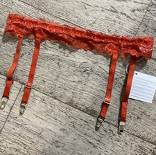 NWT La Perla Orange Whisper Lace Suspender L 114