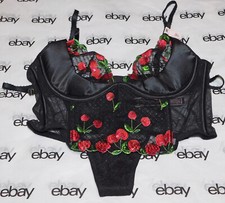 NEW Victoria's Secret Very Sexy Corset Bra Cherry Bomb 36B & Panty Set Large VS