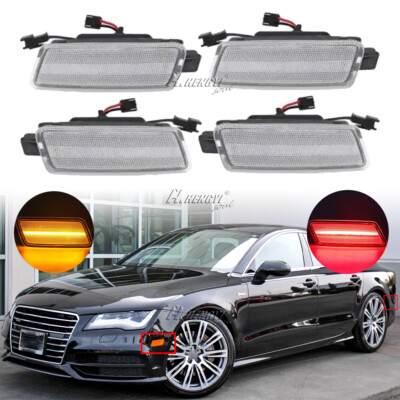 Clear Front & Rear LED Side Marker Lights For 2012-2018 Audi A7 S7 RS7 Quattro
