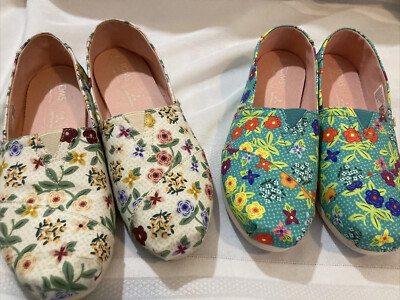 pr Toms Ladies Shoes Floral Slip On Sz Excellent - Main Image