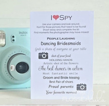 10 Wedding I Spy Photo Game Cards Kids Table Favour Signs Dares Fun Decorations