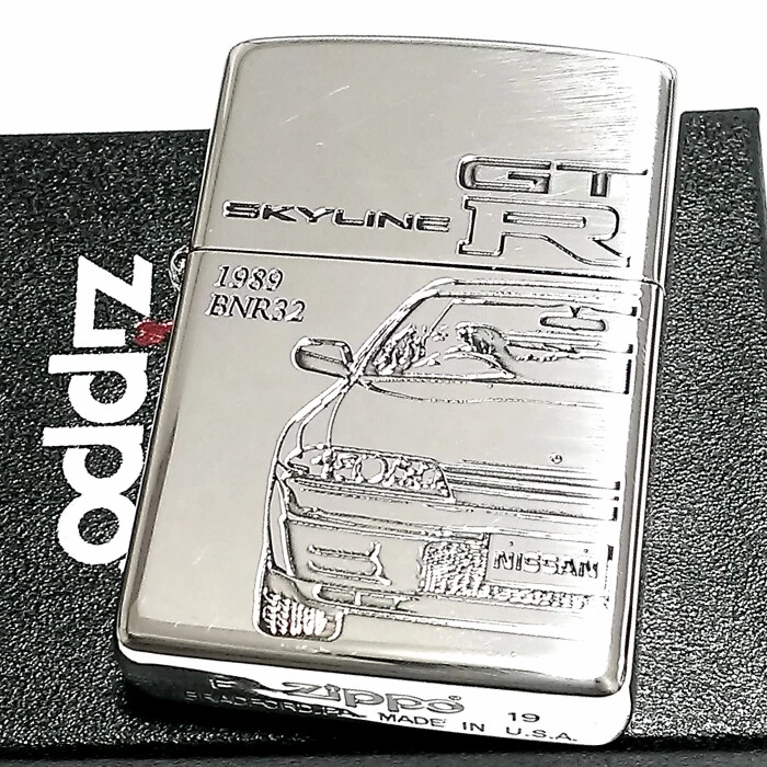 Zippo Nissan Skyline GT-R BNR32 1989 Double Sided Etching Silver Lighter Japan
