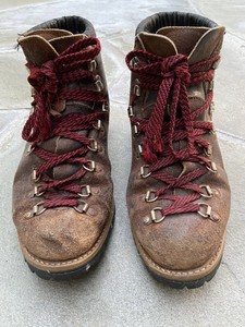 red lace hiking boot