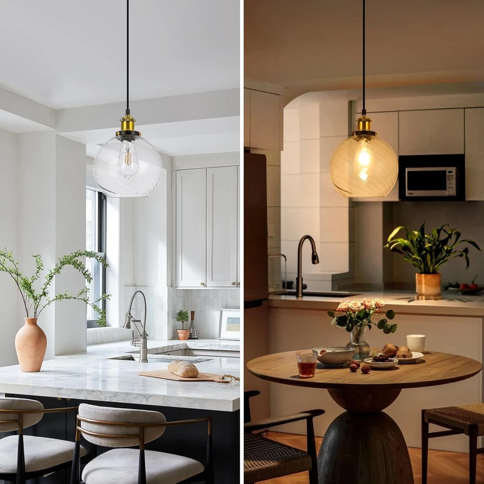 Стеклянный подвесной светильник FORKOSO — промышленные потолочные светильники с шариковой прозрачной текстурой - Изображение 2 из 4