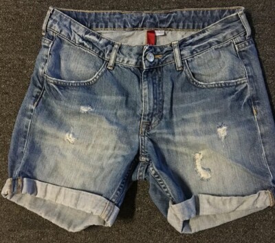 Divided H&M Distressed Jean Shorts 6 30  Sport Sailing USA Vtg 90s Nautical