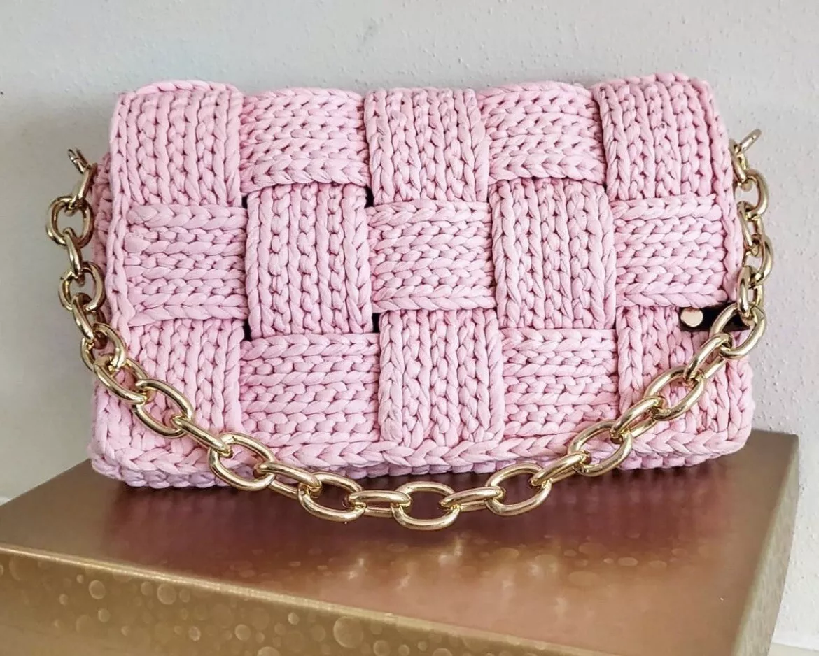 Crochet Pink Women s Braided Bag