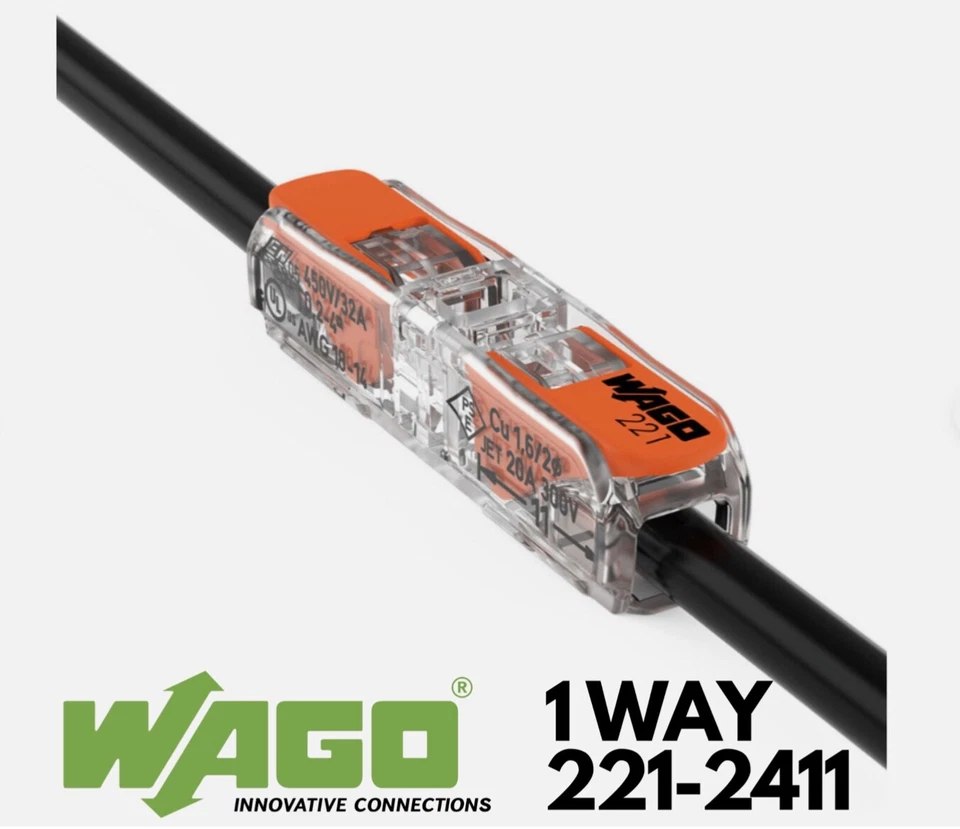 20x Wago 221-2411 Slim Series 1 way Electrical Connectors Wire Clamp Cable Lever - Image 3 of 4