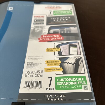 Mead 5 Star 7 Pocket Customizable Expanding File Folder Zipper