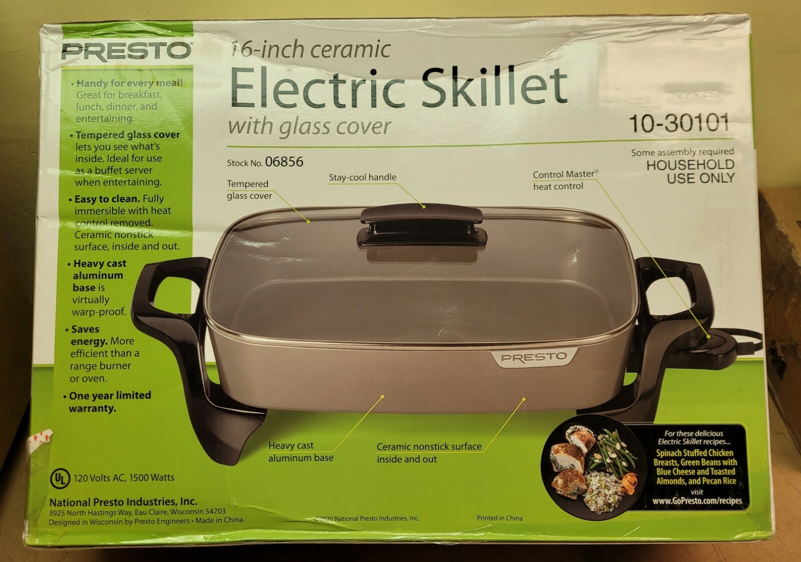 BRAND NEW! Presto National IND 06856 16" Ceramic Electric Skillet eBay