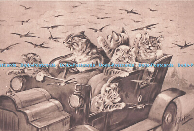 R733237 Katzen im Auto E W Savory Bristol England Serie Nr 720 A Clifton Bromo