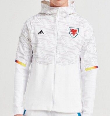 Adidas Wales White Zip Up Player Training Hoody Anthem Jacket Welsh FAW  BNWT L UK