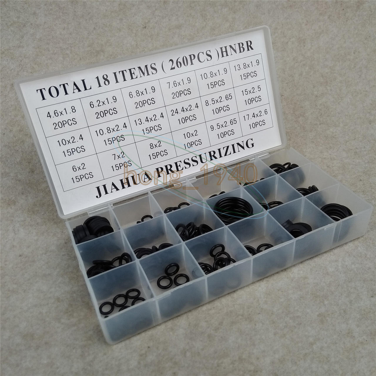 Black 260Pcs O-Ring For Car A/C O-Ring Seal A/C Rubber O-Ring Seal Box Set